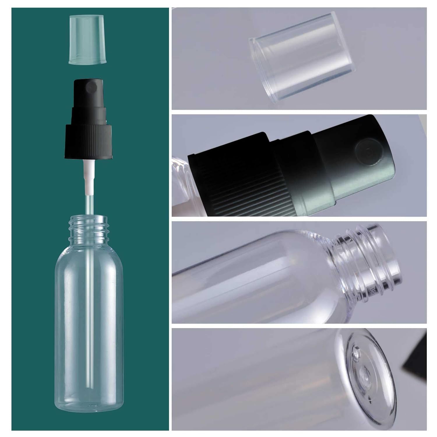 Kienlix 12-Pack 50ml Clear Empty Fine Mist Spray Bottles - Refillable Plastic Travel Containers for Hair, Skin & Essential Oils | Perfect for DIY, Beauty & Travel