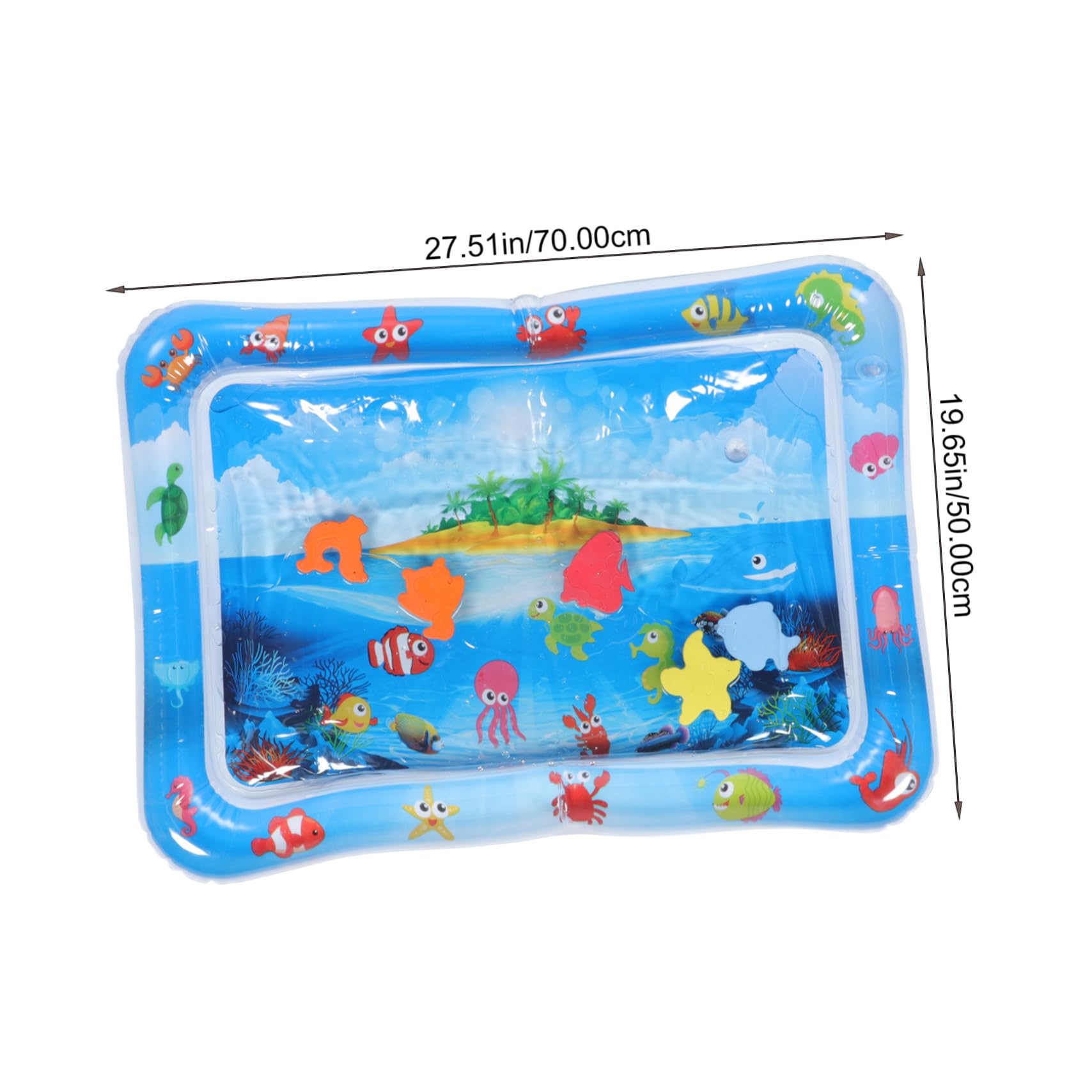 HEMOTON Inflatable Water Play Mat for Babies - Sensory Tummy Time Activity Mat with Floating Fish Toys, Non-Toxic PVC for Safe Play - Perfect for Floor Play, Learning & Development, Indoor & Outdoor Use