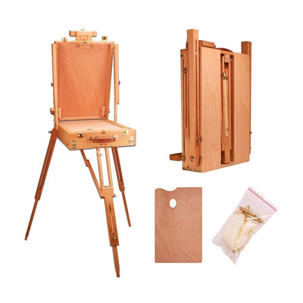 ZFF Art Tripod Easel Stand - 72 Inch Adjustable Beech Wood Artist Easel with Sketch Box, Palette & Shoulder Strap - Foldable Painting Stand for Outdoor & Studio Use - Perfect for Oil, Acrylic & Watercolor Artists