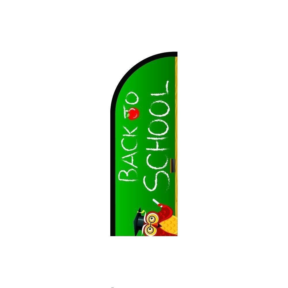 Back to School Feather Flag - 11.5ft Pre-Printed Swooper Advertising Banner for Storefronts, Retail Displays & School Events | Eye-Catching Flutter Sign for Business Promotion