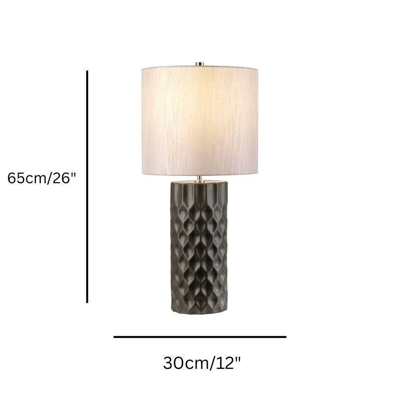 Barbican 1 Light Graphite Ceramic Table Lamp by Elstead Lighting - Modern Desk Lamp for Living Room, Bedroom & Office Decor