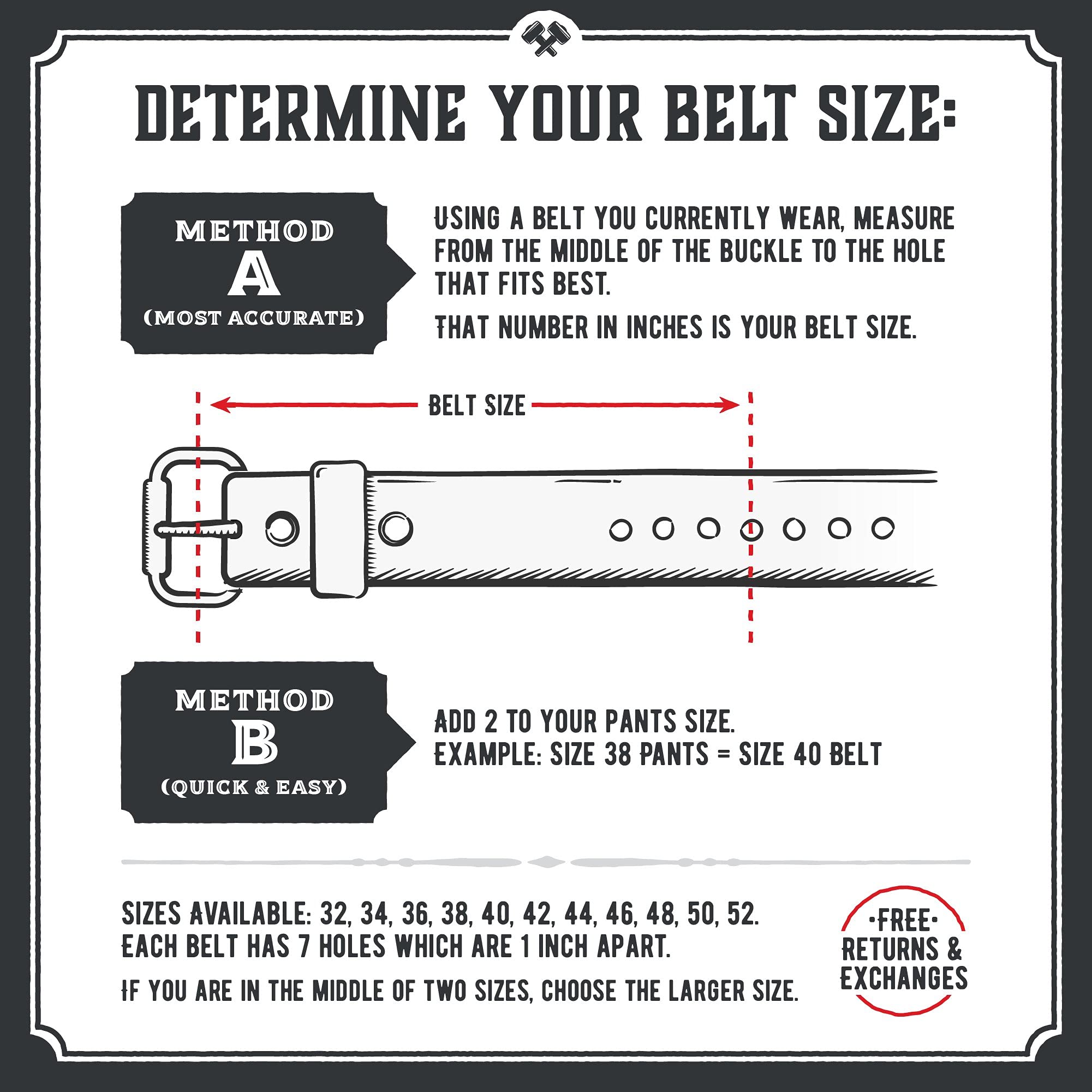Main Street Forge All American Leather Belt for Men | Heavy Duty Work Belt | Made in USA | EDC Belt for Everyday Carry | Perfect for Construction, Hiking & Outdoor Activities