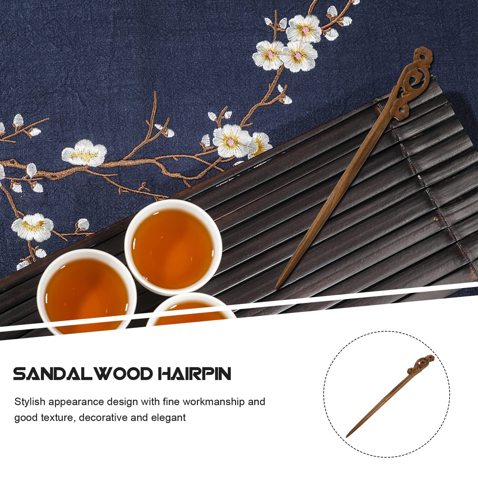 Healifty Sandalwood Hair Sticks - Japanese & Chinese Style Hair Chopsticks for Women, Wooden Hairpin Headdress Accessories (Dark Red) - Perfect for Bun, Updo & Traditional Hairstyles