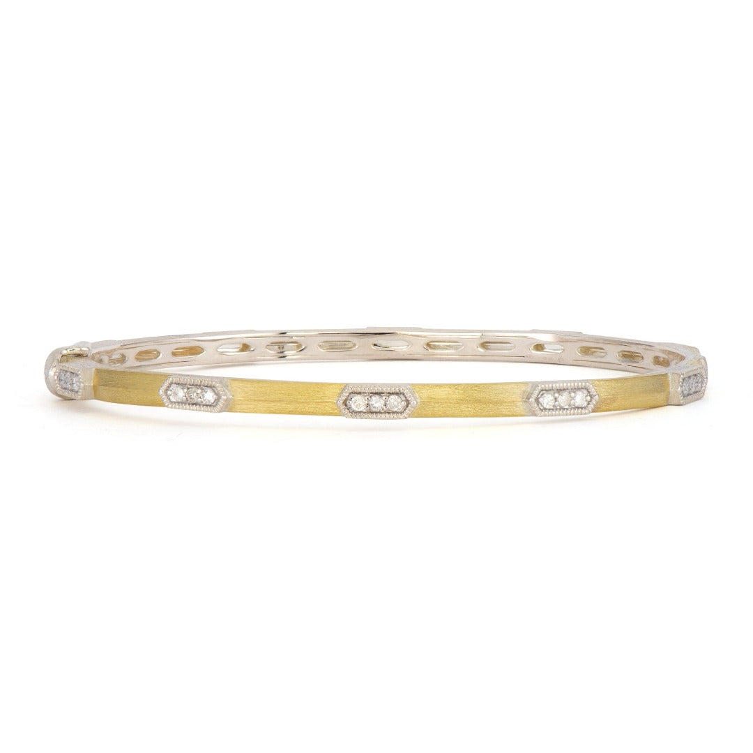 Jude Frances Mixed Metal Diamond Elongated Hexagon Bangle Bracelet for Women - Elegant Jewelry Gift for Anniversary, Wedding & Special Occasions