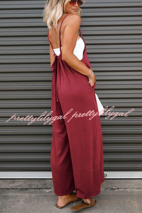 Unstoppable Feeling Women's Pocketed Tie-Waist Wide Leg Denim Overalls - Casual Chic Jumpsuit for Streetwear, Music Festivals & Everyday Wear