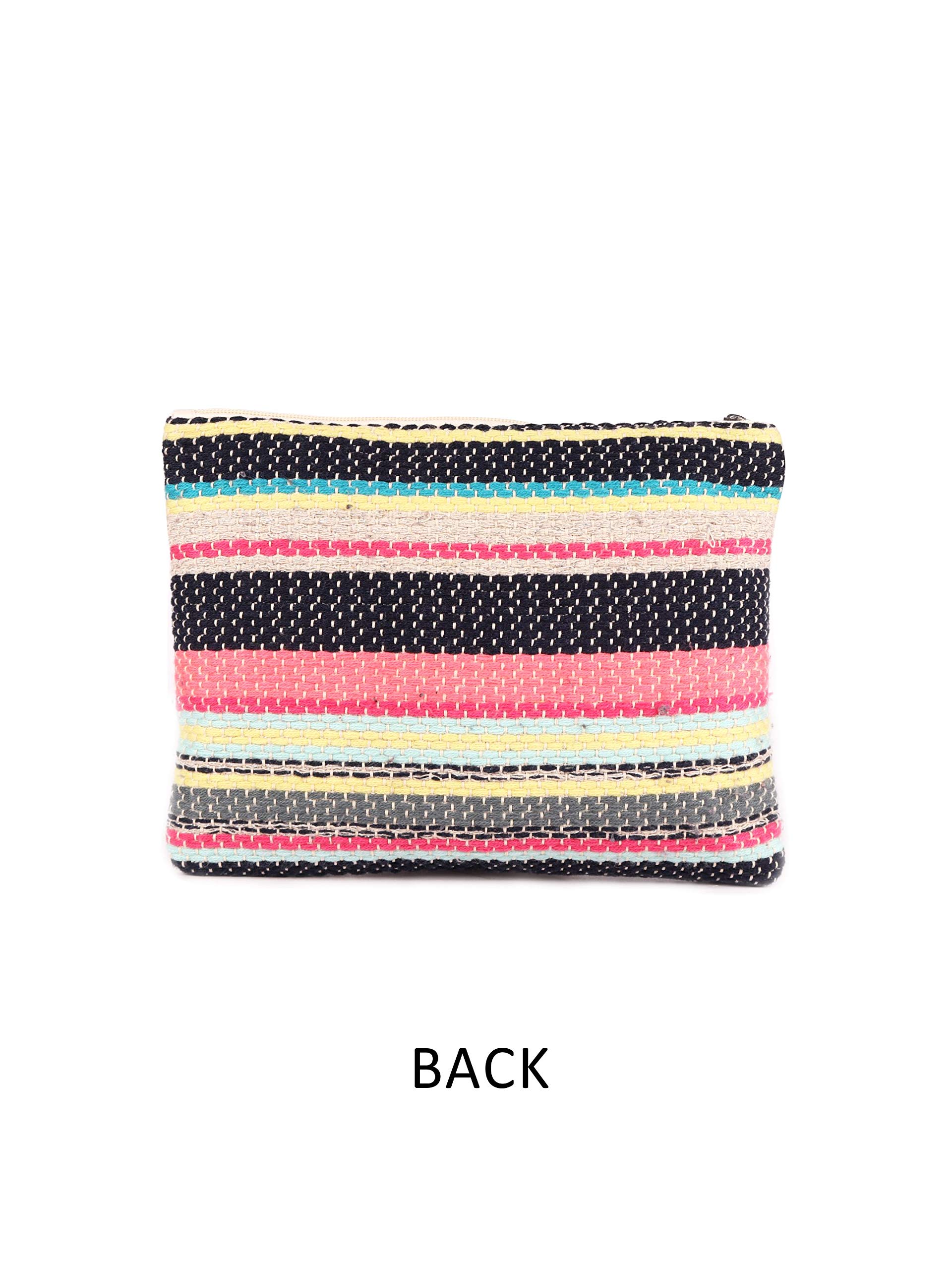 ASTRID Multicolor Cotton Makeup Pouch with Tassels - Perfect Travel Cosmetic Bag for Women, Organizer for Toiletries & Jewelry | Great Gift for Bridesmaids & Vacation Essentials