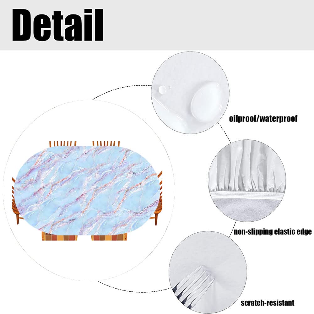 Elegant Marble Oval Tablecloth for Indoor Dining & Outdoor Patio - Waterproof & Wrinkle-Resistant - Fits 42x60 Inch Tables - Perfect for Dinner Parties, Weddings & Holiday Decorations