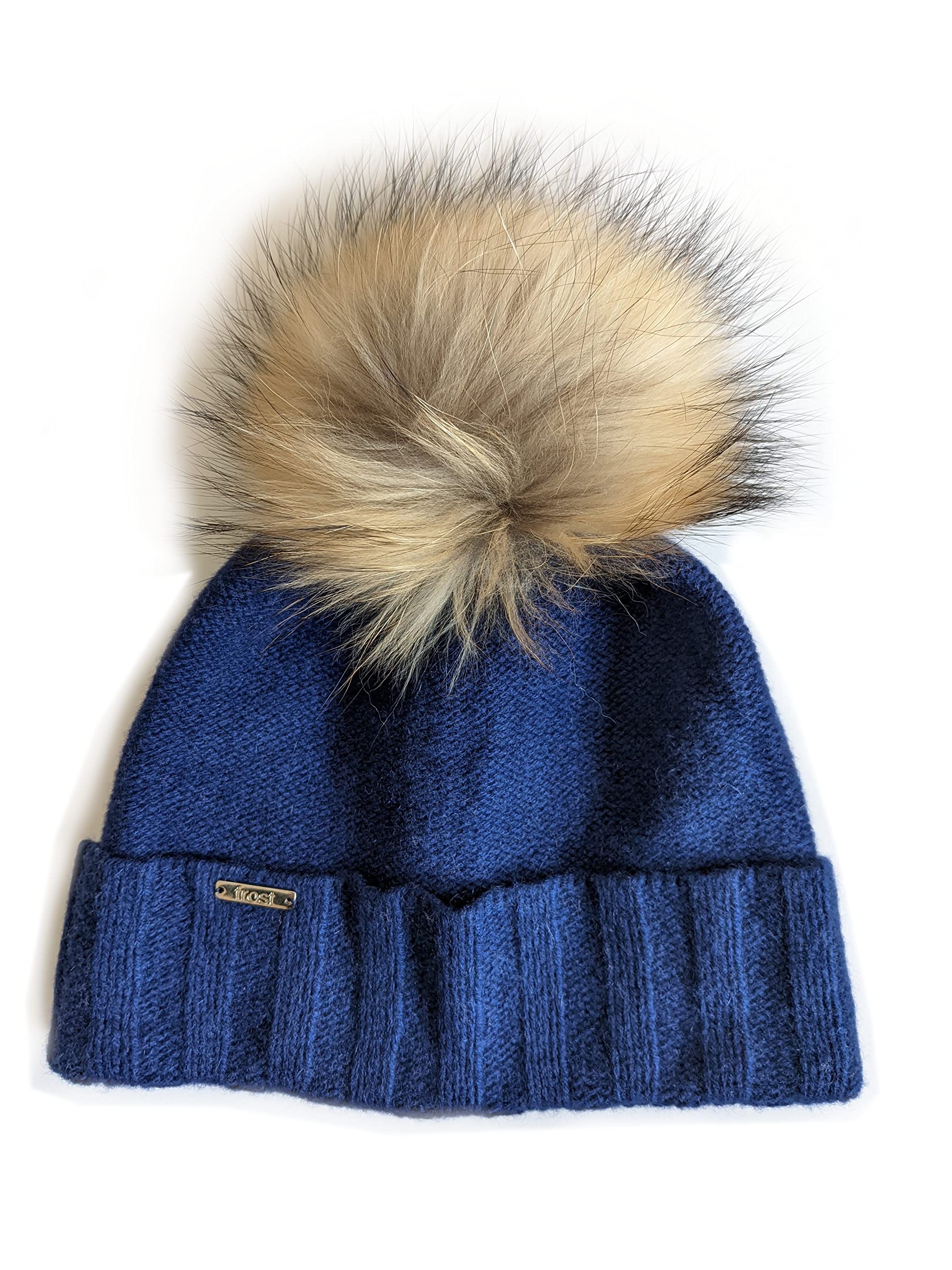 Luxury Cashmere Beanie Hat for Women with Detachable Real Raccoon Fur Pom - CSH-804RN | Winter Fashion Accessory for Cold Weather & Outdoor Activities