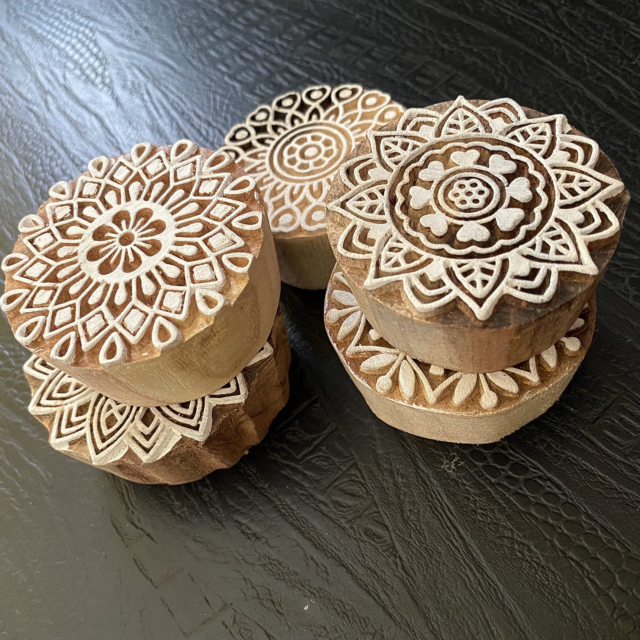 AnNafi® Henna Tattoo Stamps Set - 10 Stylish Border & 5 Traditional Mandala Wooden Mehendi Blocks for DIY Body Art, Handmade Crafts, and Festival Decorations