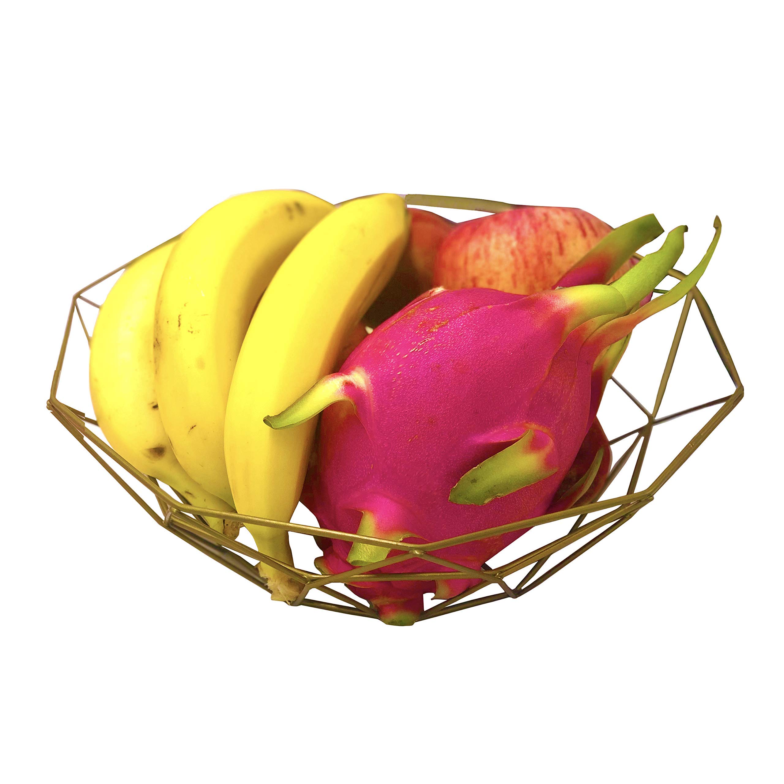 Stratlife Metal Wire Fruit Bowl - Elegant Gold Iron Art Basket for Kitchen Countertop, Home Decor & Table Centerpiece | Perfect for Storing Fruits, Vegetables, Bread & Snacks | Ideal for Dining Room, Kitchen Island & Farmhouse Decor