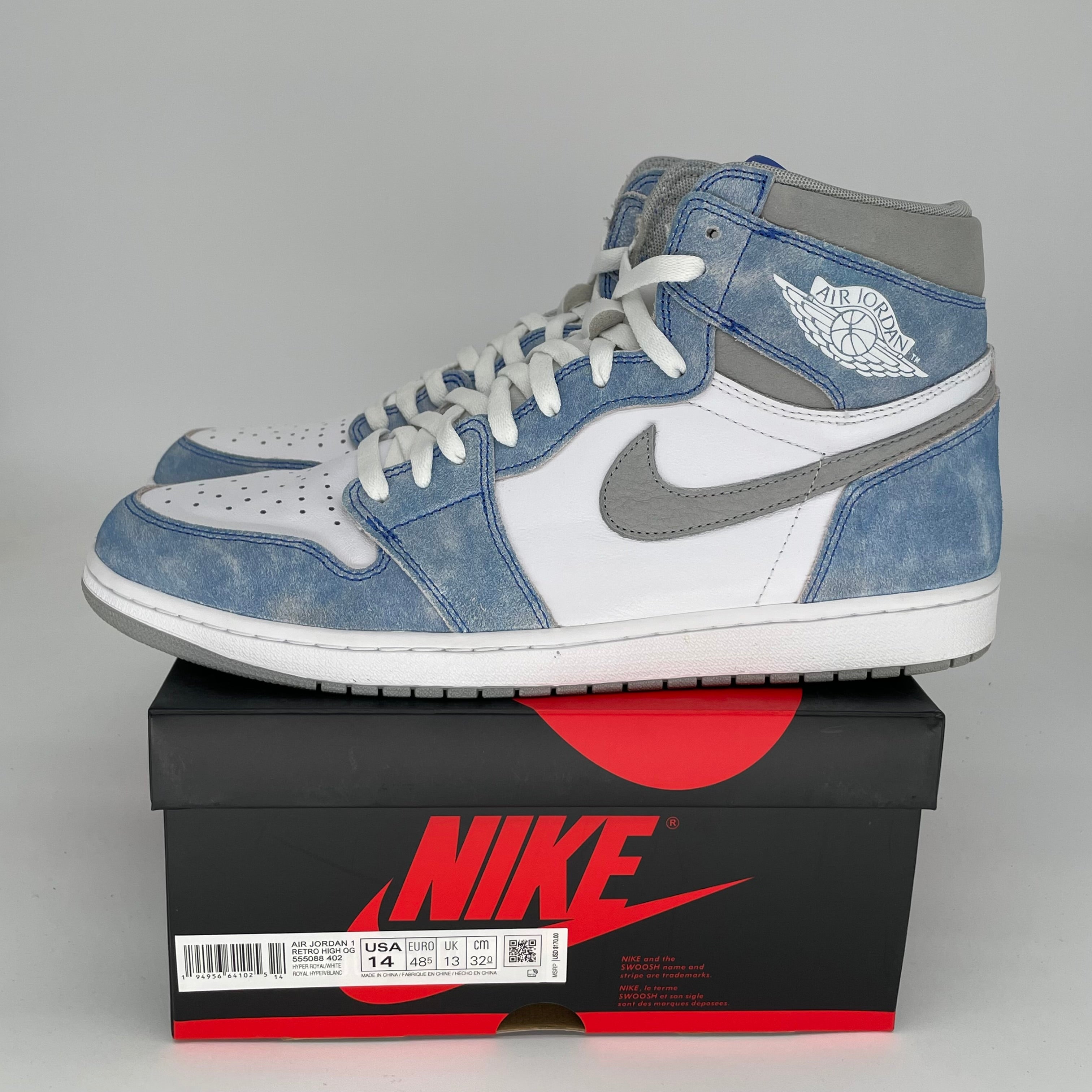 Air Jordan 1 Hyper Royal Size 14 Men's Basketball Shoes - 555088-402 | Retro High Tops for Sneaker Collectors & Streetwear Fashion