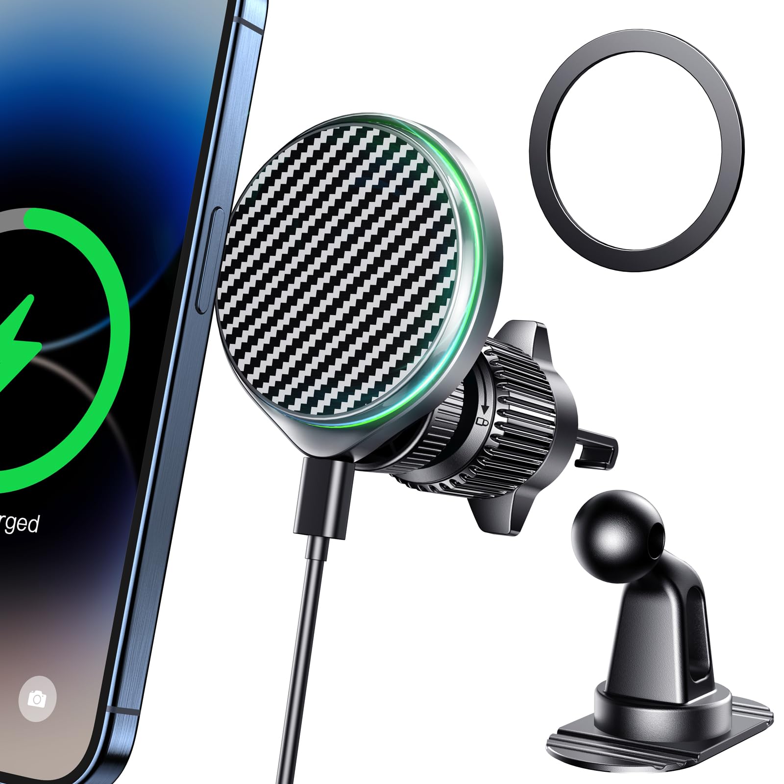 15W MagSafe Car Charger - Fast Wireless Charging & Ultra Magnetic Phone Holder for iPhone 15/14/13/12 Pro Max & Android - Dashboard/Vent Mount - Perfect for Road Trips & Commuting