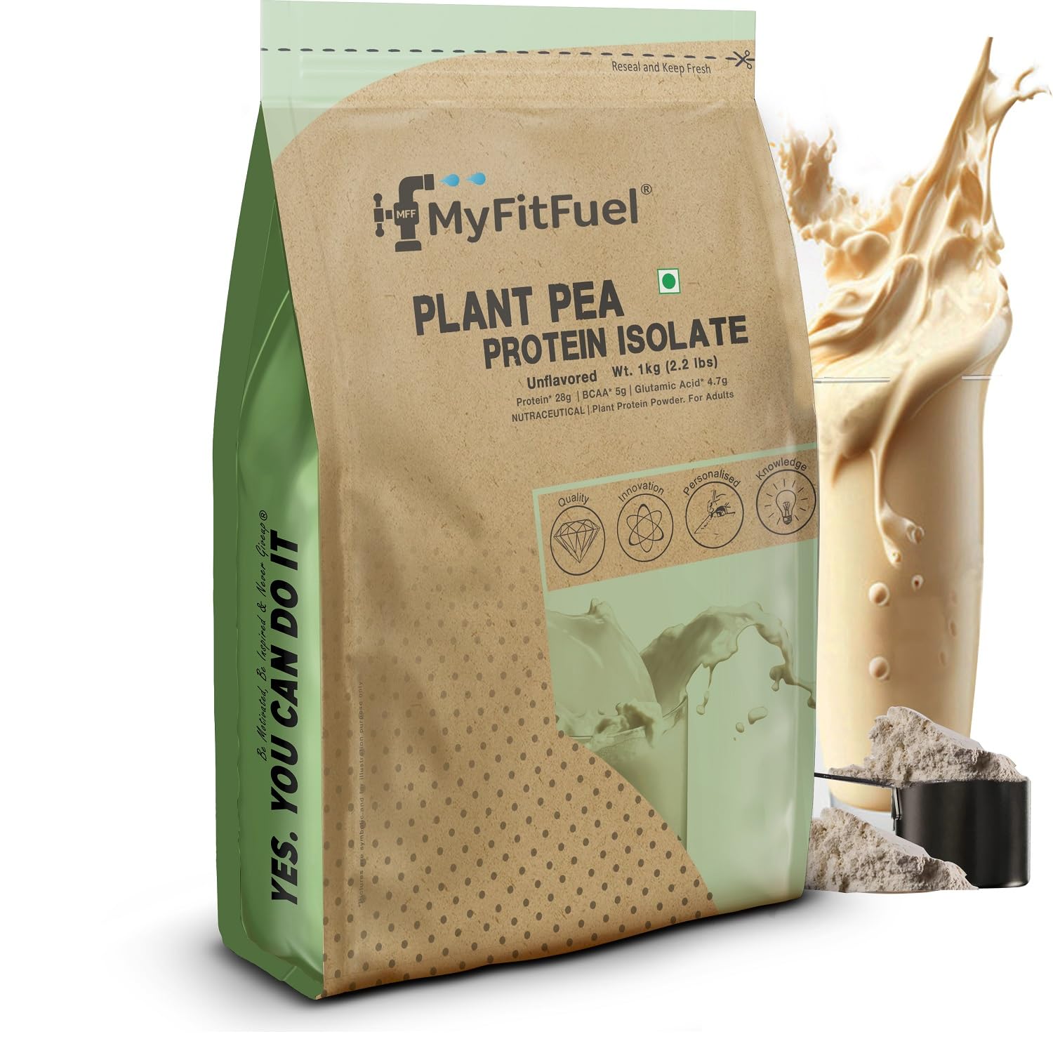 MyFitFuel Plant-Based Pea Protein Isolate Powder - 1kg (28 Servings) | Unflavored Vegan Protein | Easy Digestibility | Ideal for Smoothies, Baking & Post-Workout Recovery