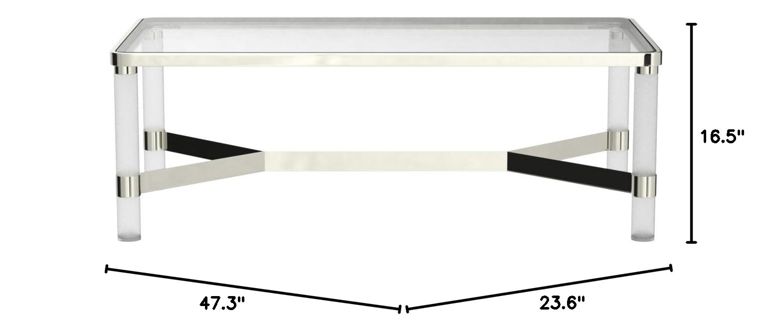 Safavieh Couture Home Suzanna Glam Silver Acrylic Coffee Table - Modern Living Room Centerpiece for Home Decor & Entertaining