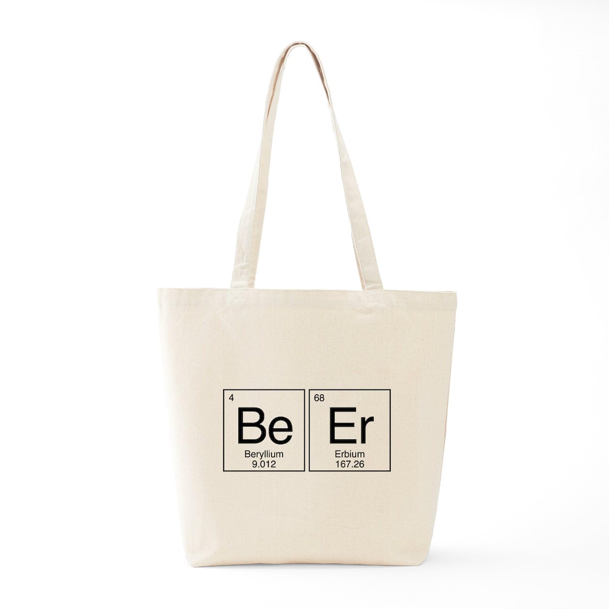 Beer Periodic Table Tote Bag - Natural Canvas Reusable Grocery Shopping Bag - Perfect for Beer Lovers, Science Enthusiasts & Eco-Friendly Shoppers - Great for Groceries, Beach Trips & College Campus Use