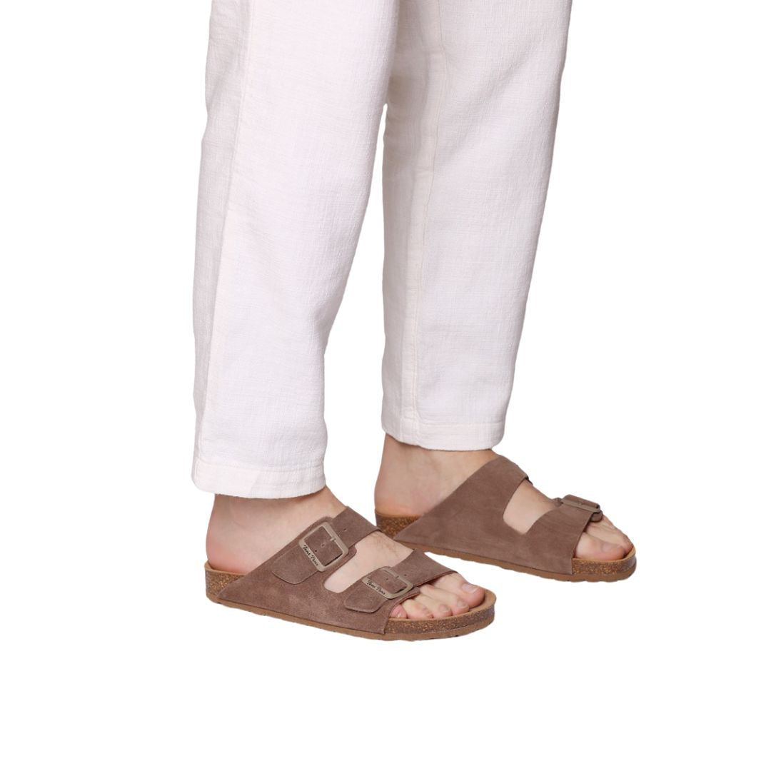 Premium Split Leather Open Toe Bio Sandals for Men - Comfortable & Durable - GER QT - Perfect for Beach, Pool & Summer Outdoor Activities