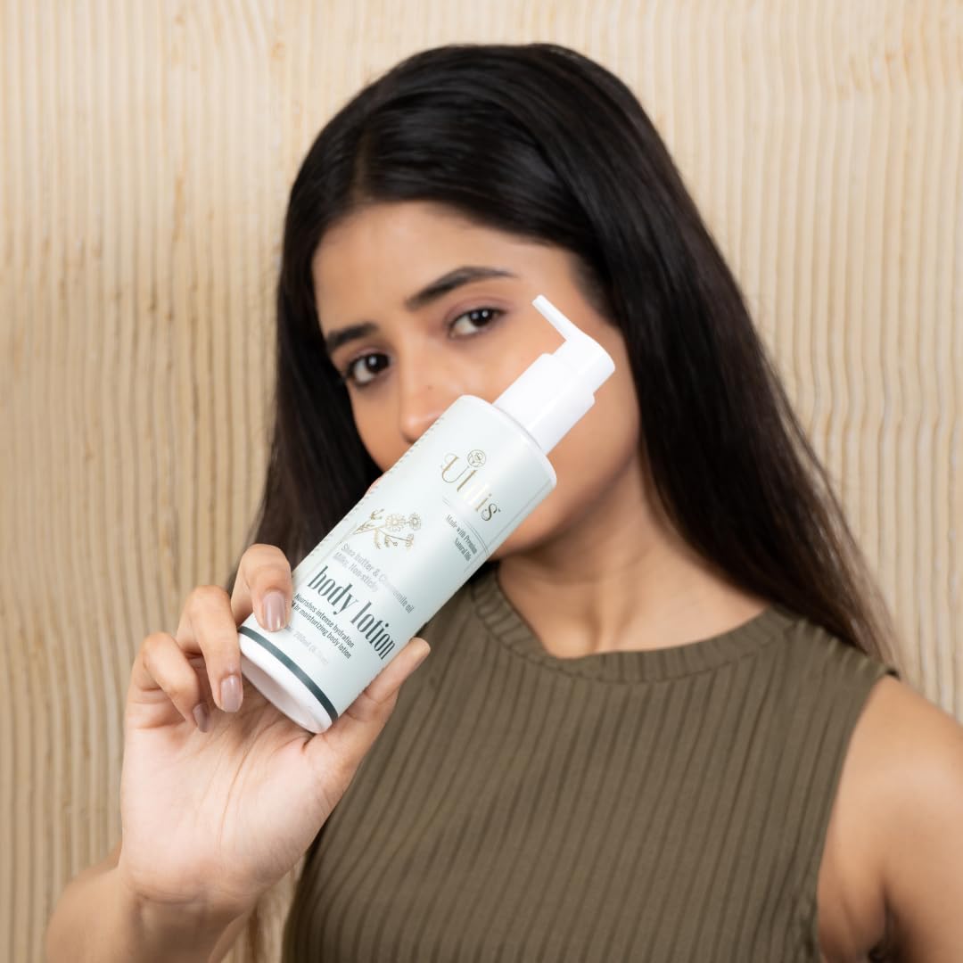 Pure Shea Butter Body Lotion with Rosehip, Maracuja & Chamomile Oil - Deep Hydration & Skin Brightening for All Skin Types | Tan Protection | Men & Women | 200ml (Pack of 2) | Perfect for Dry Skin Care, Daily Moisturizing & Post-Sun Recovery