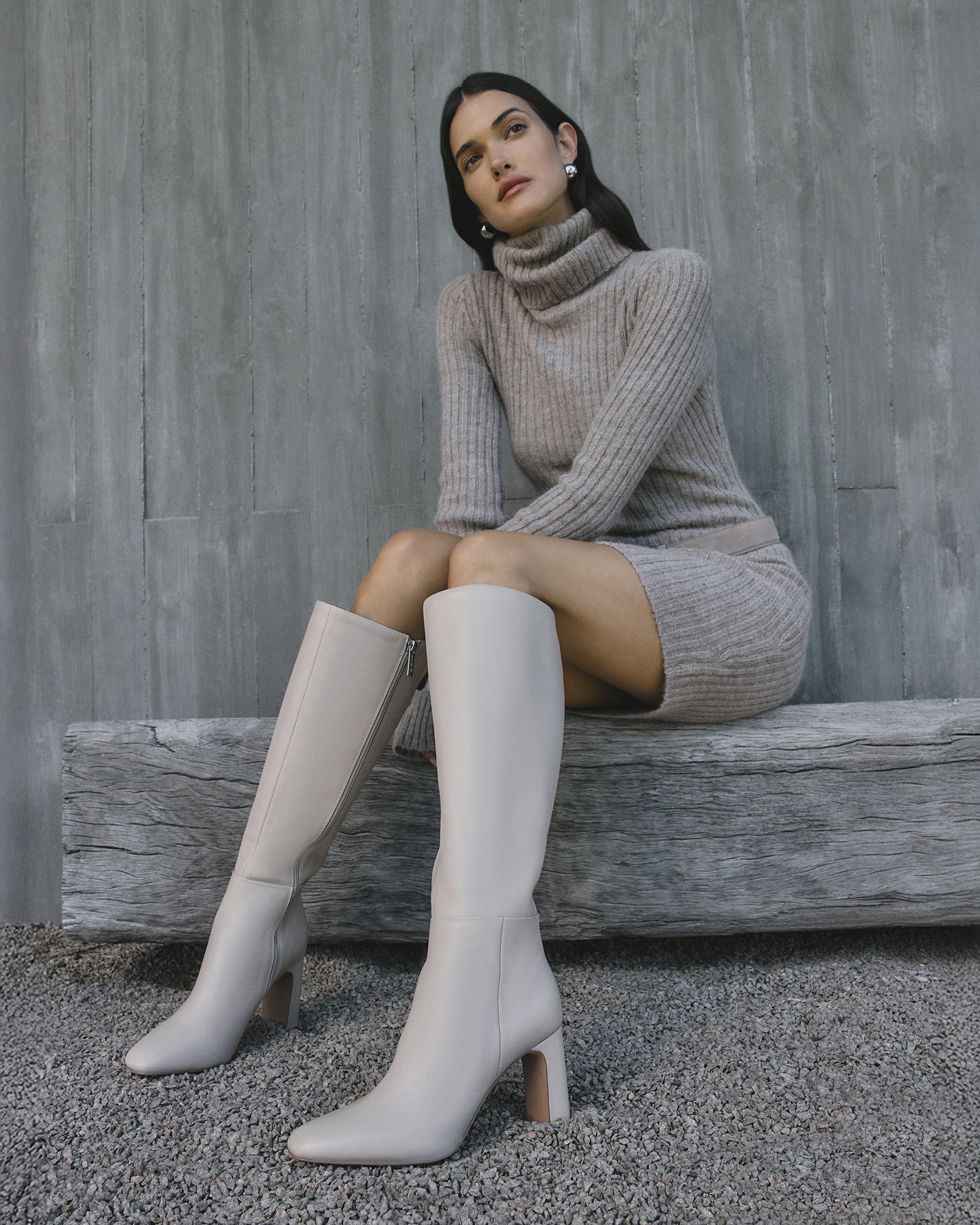 STORMI Women's Knee High Boots in Sand Leather - Stylish & Comfortable for Fall, Winter & Outdoor Adventures