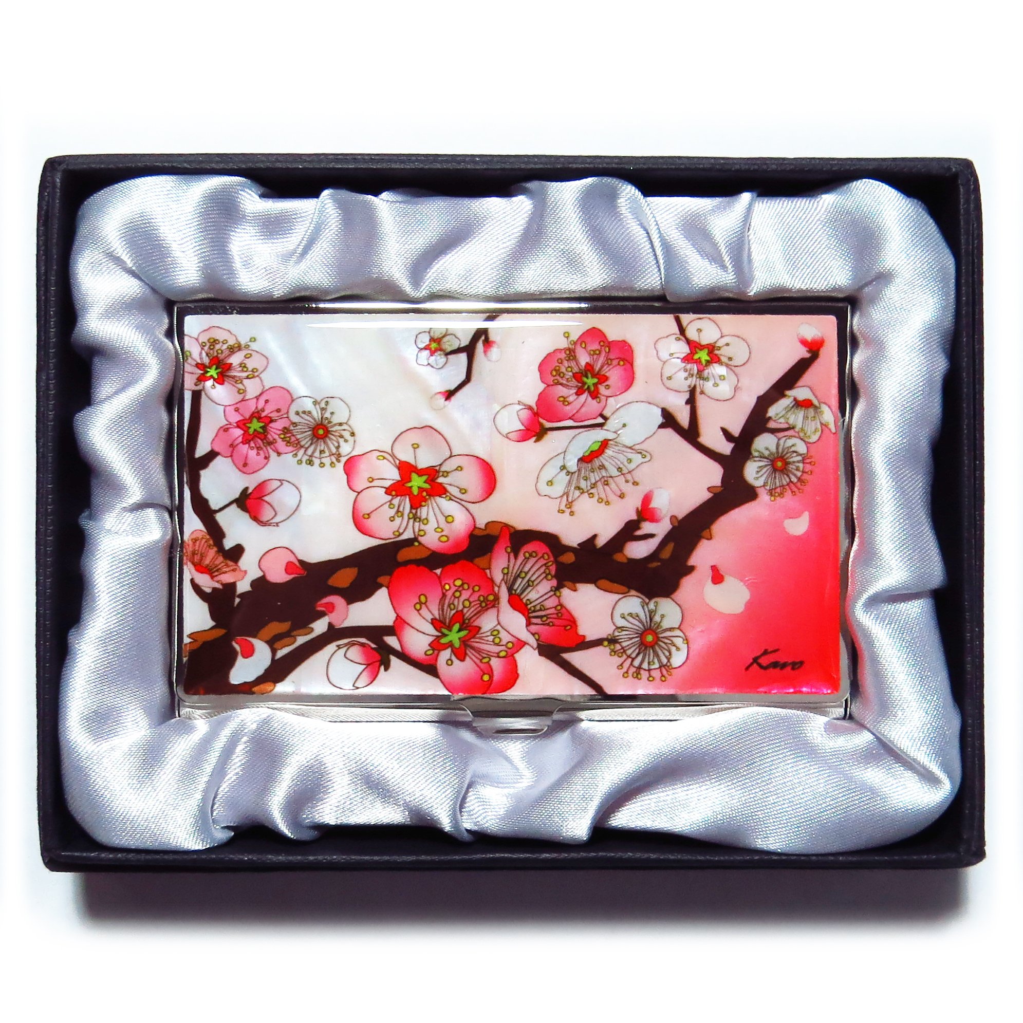 Pearl Business Card Holder - Metal Travel Wallet for Women, Apricot Pink - Perfect for Office & Gifts