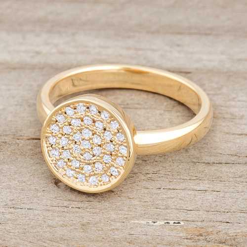 0.2ct Cubic Zirconia 14K Gold Pave Circle Ring for Women - Elegant Stackable Band for Engagement, Anniversary & Everyday Wear