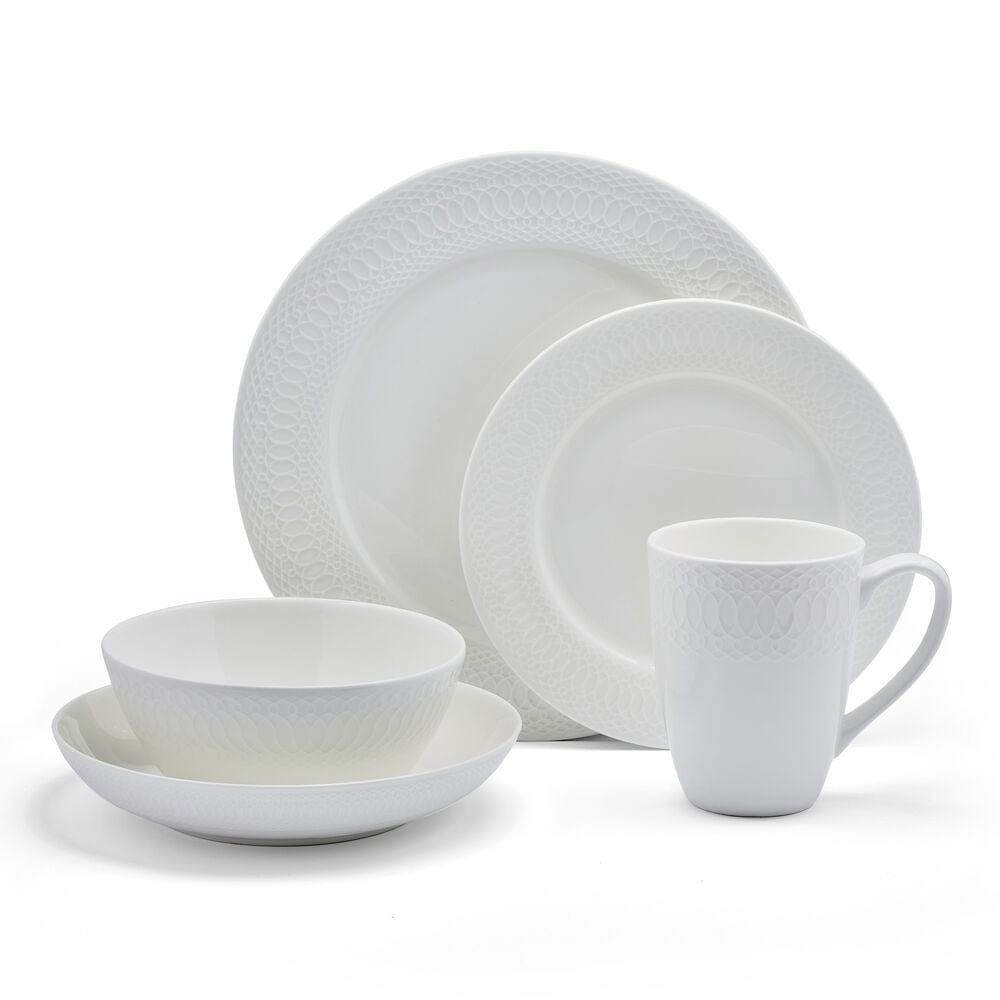 Levi 40-Piece Dinnerware Set for 8 - Porcelain Dinner Plates, Bowls & Mugs - Elegant Tableware for Family Dinners, Parties & Entertaining