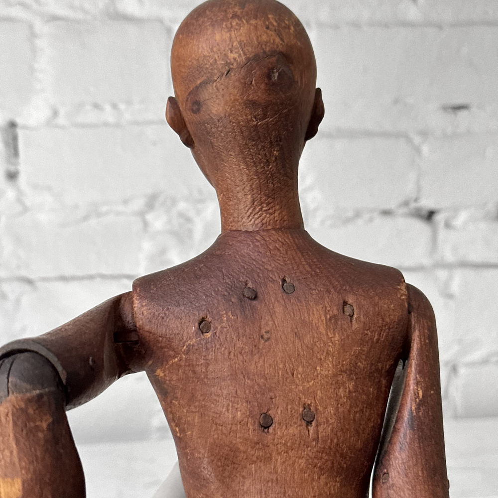 Antique Carved Wood Artist's Model - Handcrafted Wooden Mannequin for Drawing & Painting - Perfect for Art Studios, Classrooms & Home Decor