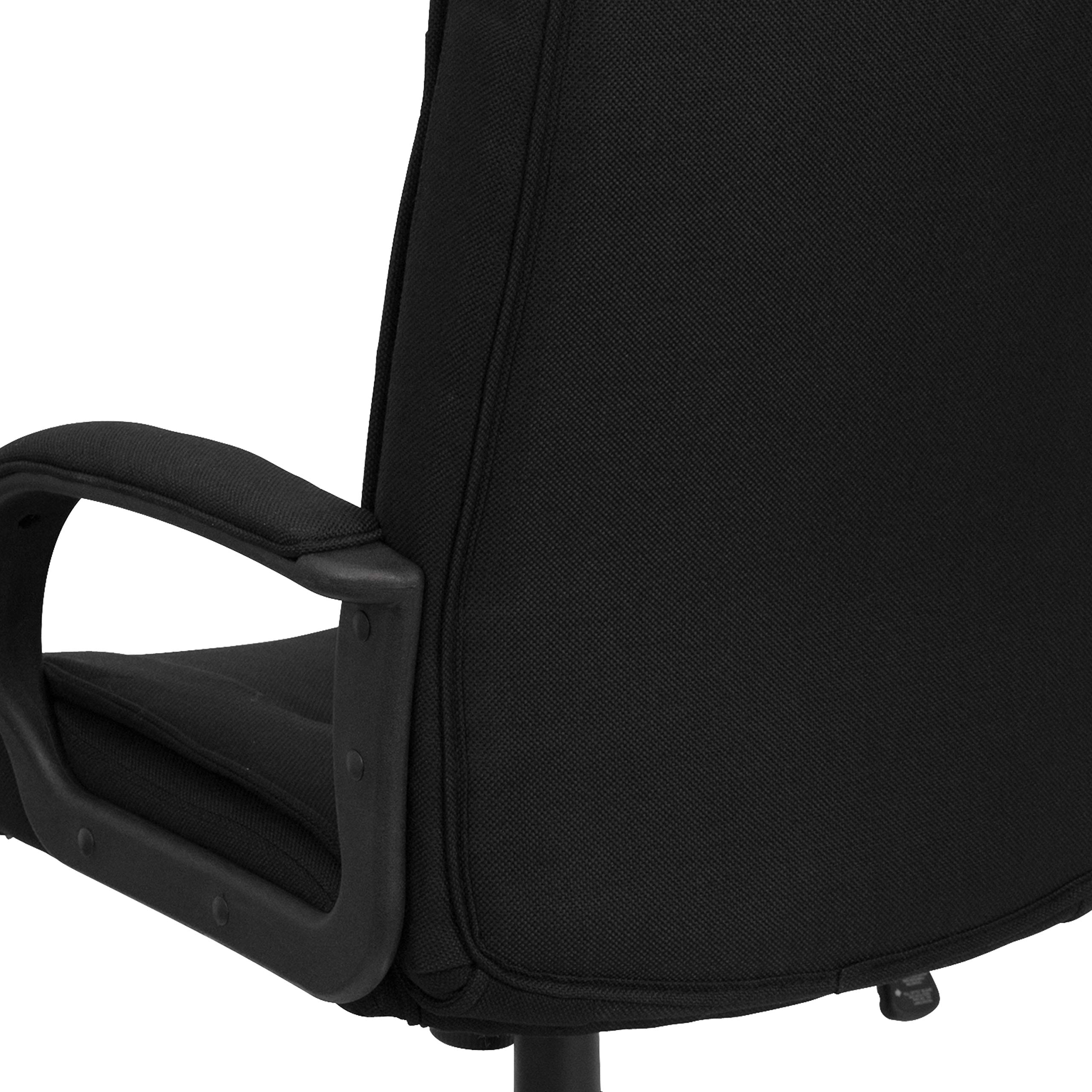Ergonomic High Back Black Fabric Office Chair with Multi-Line Stitch & Swivel Base - Adjustable Arms for Home & Workspace Comfort