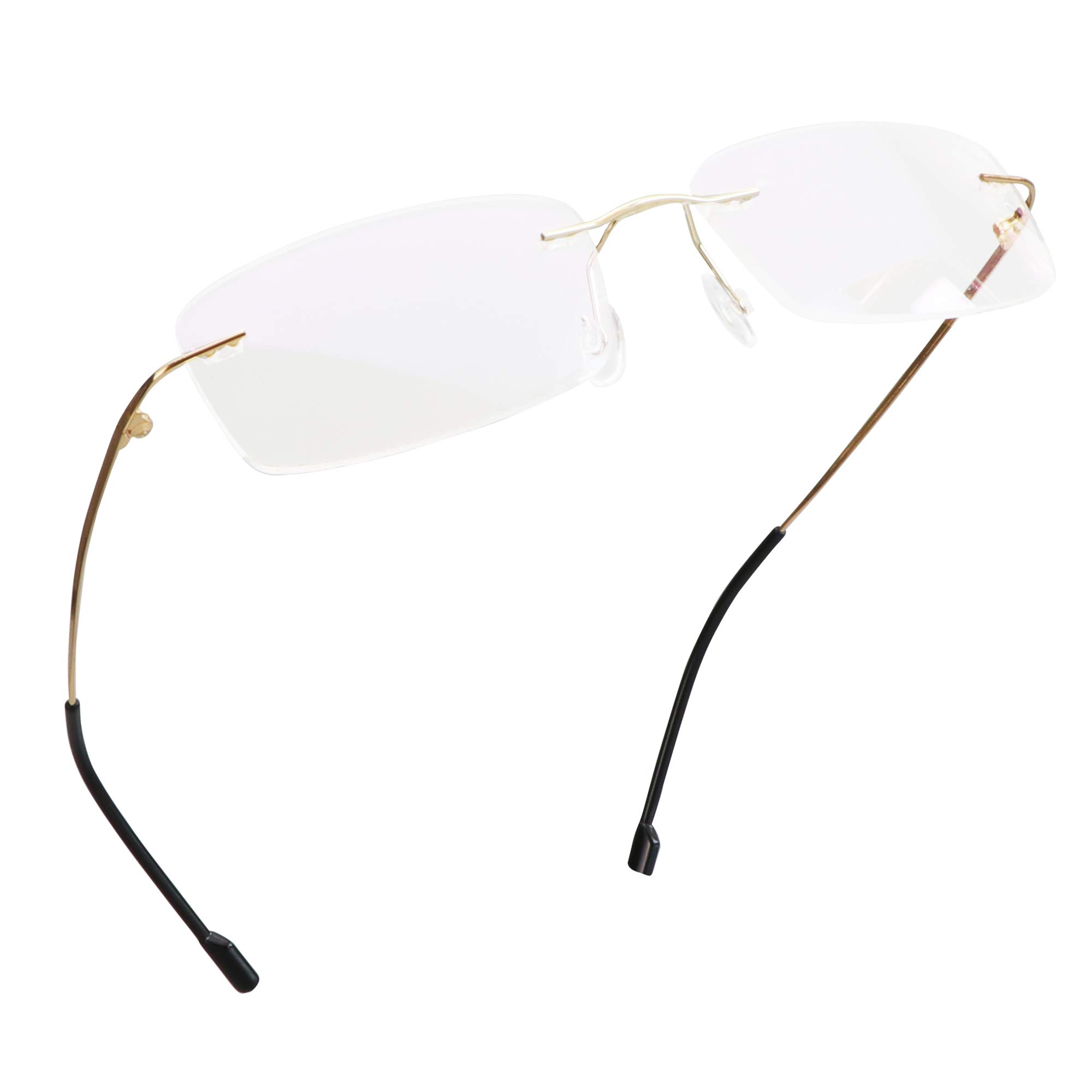LifeArt Blue Light Blocking Computer Glasses - Anti Eyestrain Reading Glasses for Men & Women, Rimless Frame +4.00 Magnification - Perfect for Office Work, Gaming & Screen Time