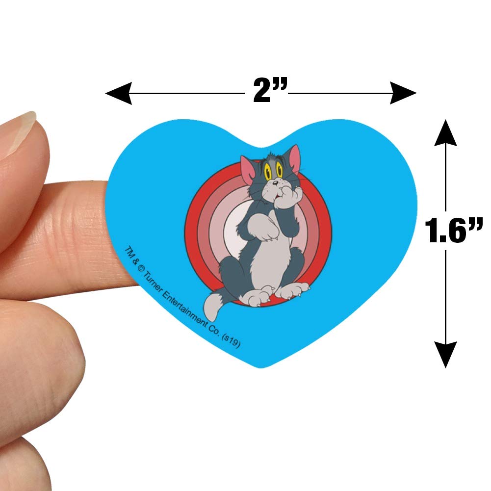 Tom and Jerry Heart-Shaped Planner Stickers - Cute Cartoon Character Scrapbook Decals for DIY Journals, Calendars, and Craft Projects - Perfect for School Supplies, Bullet Journaling, and Gift Wrapping