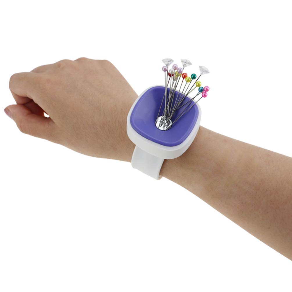 Hemoton Magnetic Wrist Pin Cushion - Silicone Sewing Needle Holder with Strong Magnet for Quilting, Crafting & DIY Projects | Comfortable Wristband for Easy Access During Sewing, Knitting & Embroidery
