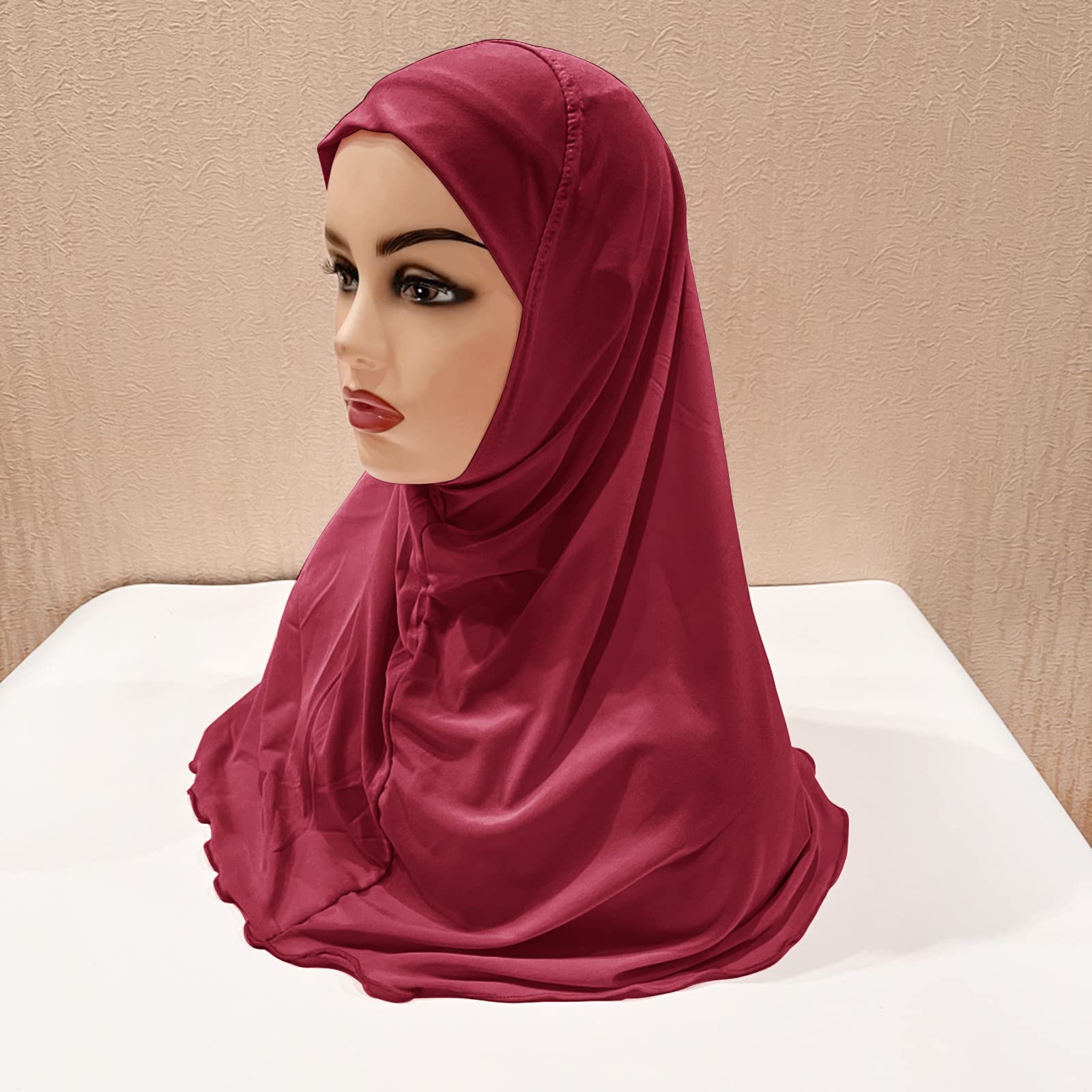 Islamic Girls Hijab for Kids - Muslim Flower Print Head Scarf, One Piece Head Wrap, Arab Style Full Cover Hijab - Perfect for School, Prayer & Special Occasions