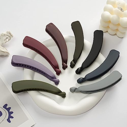 Self-Locking Acrylic Matte Banana Hair Clips for Women & Girls - Large Non-Metal Hair Clutchers (6-Pack, Multicolor) - Perfect for School, Work, and Everyday Hairstyles
