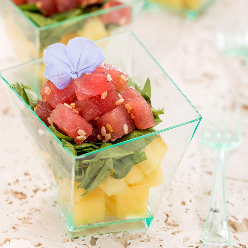 2 oz Disposable Mini Dessert Cups - 100-Pack Durable Seagreen Plastic Serving Dishes for Parties, Weddings & Catering | Perfect for Drinks, Desserts, Samples & Appetizers | Eco-Friendly Partyware & Event Supplies