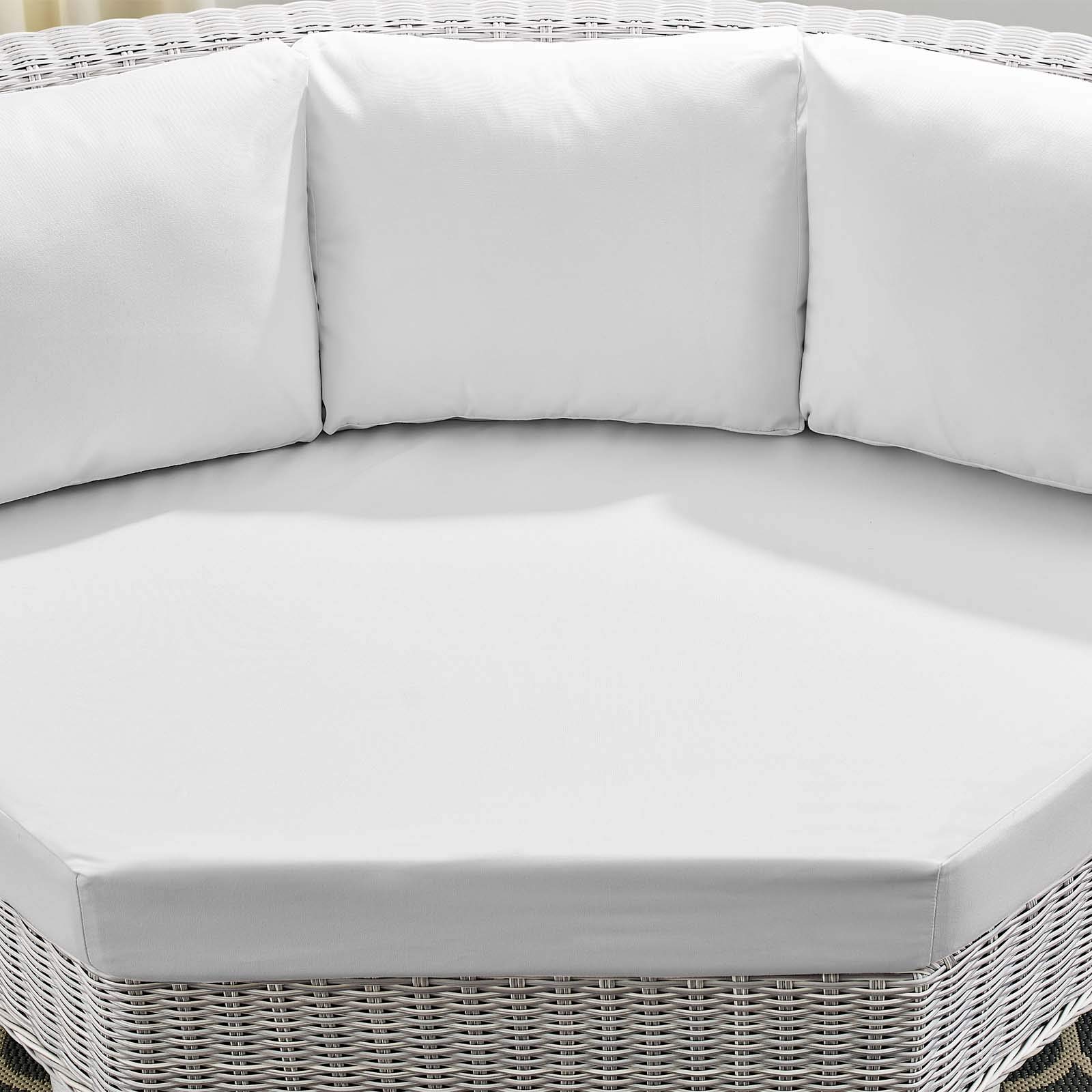Modway Conway Sunbrella Outdoor Patio Wicker Rattan Round Corner Chair - Light Gray White - Perfect for Poolside, Garden, and Backyard Relaxation