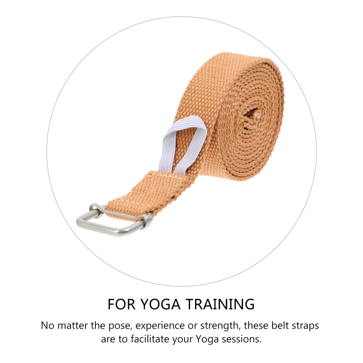 BESPORTBLE Adjustable Cotton Yoga Strap with Metal D-Ring Buckle - Stretch Band for Pilates, Fitness, Home Workout & Exercise - Perfect for Yoga Poses, Stretching & Physical Therapy (Brown)