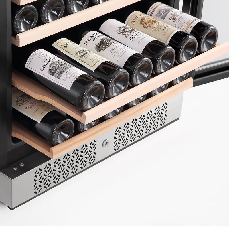 Empava 24 Inch Dual Zone Wine Cooler - 14.2 cu.ft Capacity, Holds 160 Bottles, Stainless Steel Design - Perfect for Home Bars, Restaurants, and Wine Cellars