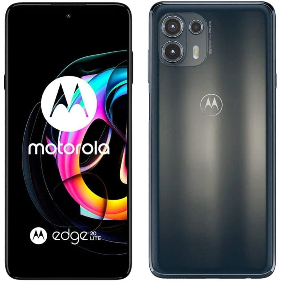 Motorola Edge 20 Lite Smartphone - 8GB RAM 128GB Storage - Electric Graphite Color - 5G Android Phone with Triple Camera | Perfect for Gaming, Streaming & Business Use