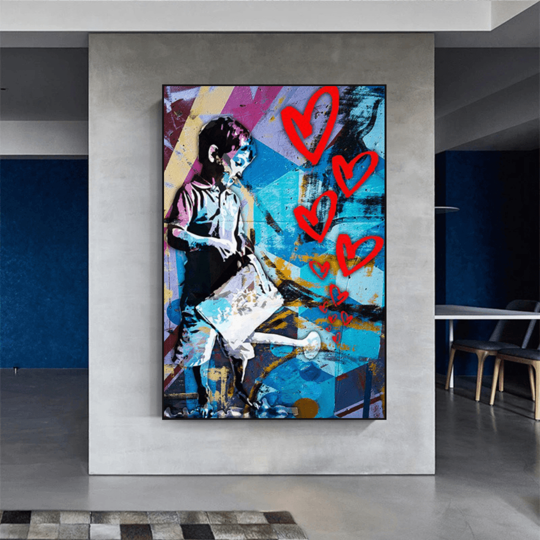 Banksy Street Art Boy Planting Love Canvas Wall Art - Modern Home Decor for Living Room, Bedroom & Office