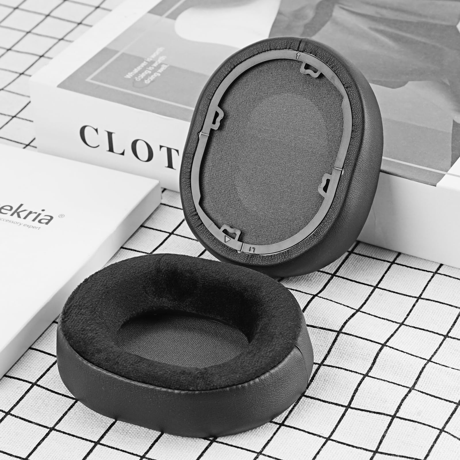 Geekria Comfort Hybrid Velour Replacement Ear Pads for Corsair HS55 & HS65 Headphones - Soft Memory Foam Ear Cushions, Noise Isolation Earpads, Durable Ear Cups Cover Repair Parts (Black) - Perfect for Gaming, Music & Office Work