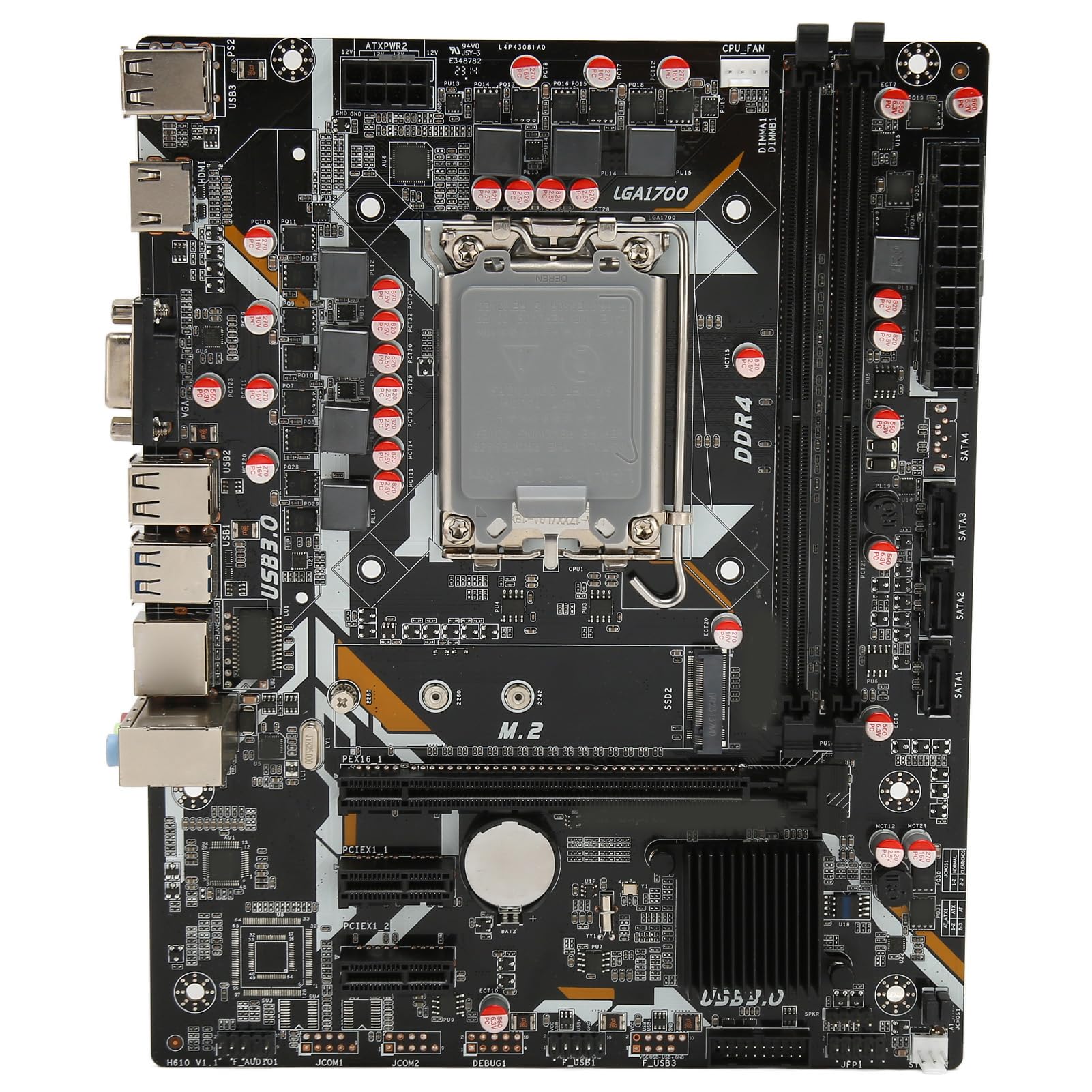 Yunseity ATX Desktop Motherboard - Dual Channel DDR4, LGA 1700 Socket, VGA/HD Output | High Performance Gaming PC Build | Perfect for Esports, Streaming & Content Creation