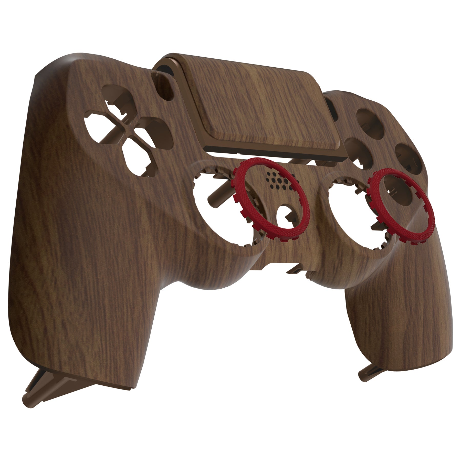 eXtremeRate Ghost Wood Grain Front Housing Shell with Touch Pad - Compatible with PS4 Slim Pro Controller (JDM 040/050/055) - Custom Replacement for Enhanced Gaming Experience