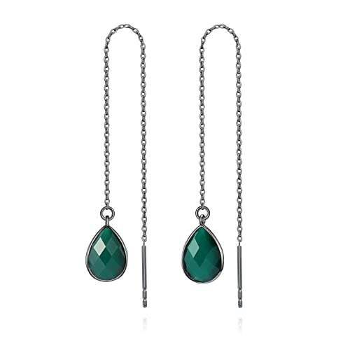 Black Plated - green onyx drop