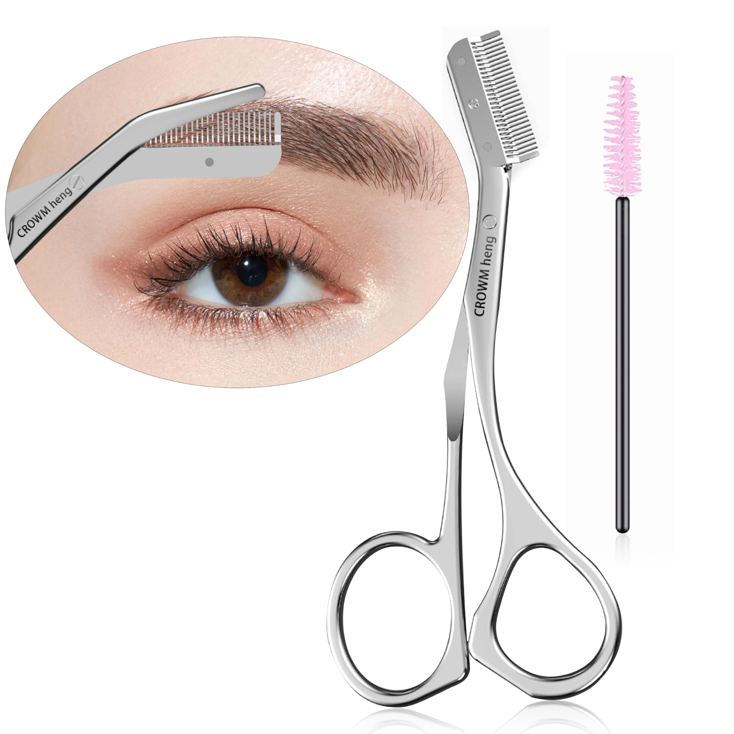 Professional Eyebrow Scissors with Comb - Stainless Steel Eyebrow Trimmer for Precise Shaping - Unisex Eyebrow Grooming Kit for Salon & Home Use - Perfect for Eyebrow, Eyelash & Facial Hair Trimming