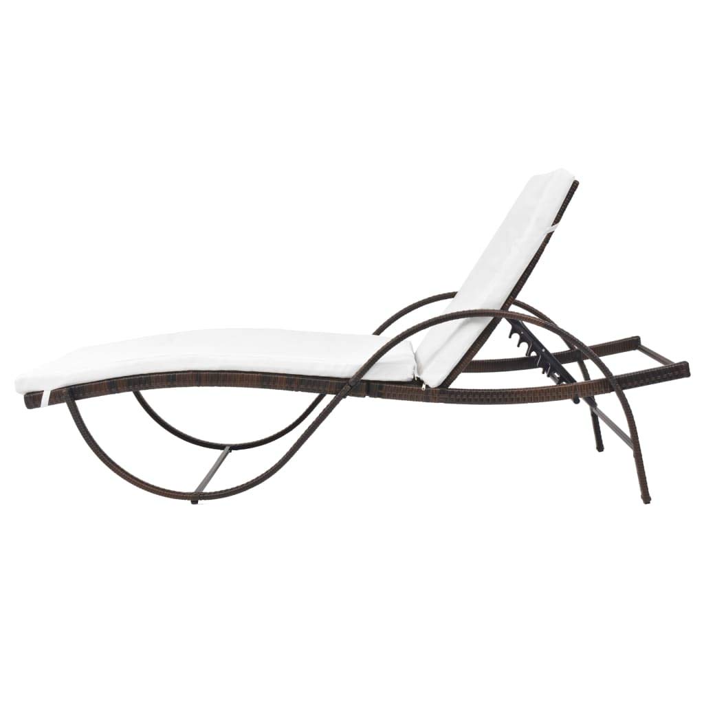 Outdoor Chaise Lounge Chair with Cushions - Adjustable Reclining Poly Rattan Sun Lounger with Side Table - Perfect for Poolside, Patio, Garden & Backyard Relaxation