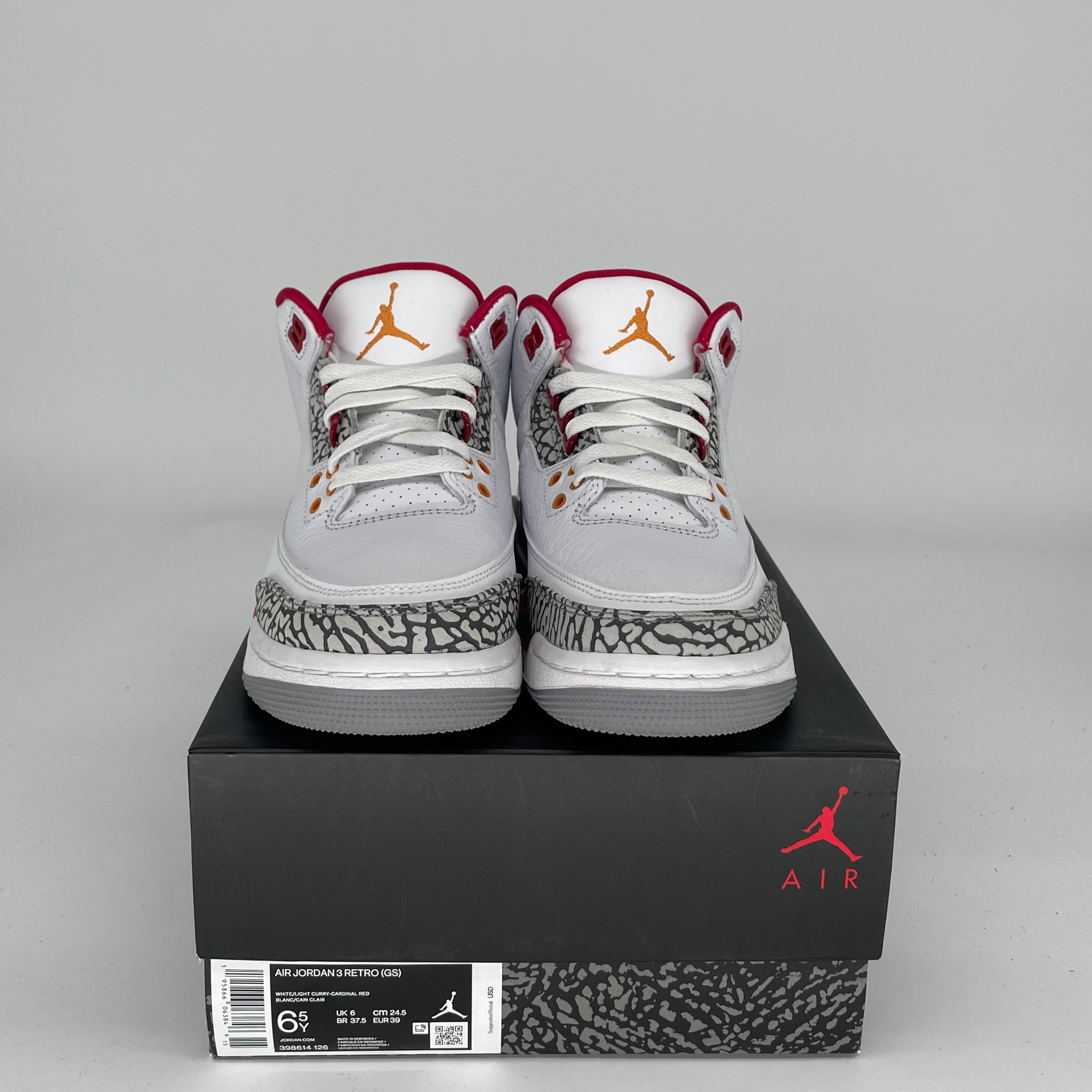 AIR JORDAN 3 CARDINAL Men's Basketball Shoes Size 6.5Y (398614-126) - Retro Sneakers for Running, Gym & Casual Wear