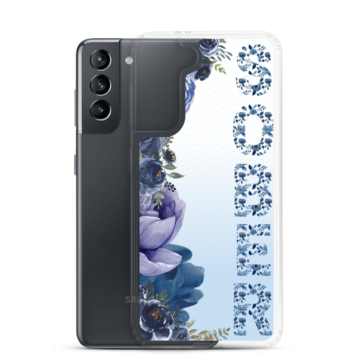 SOBER Moody Chinoiserie Samsung Phone Case - Clear Deep Floral Design Protective Cover for Galaxy S23/S22/S21 - Perfect for Women's Fashion & Home Decor Style