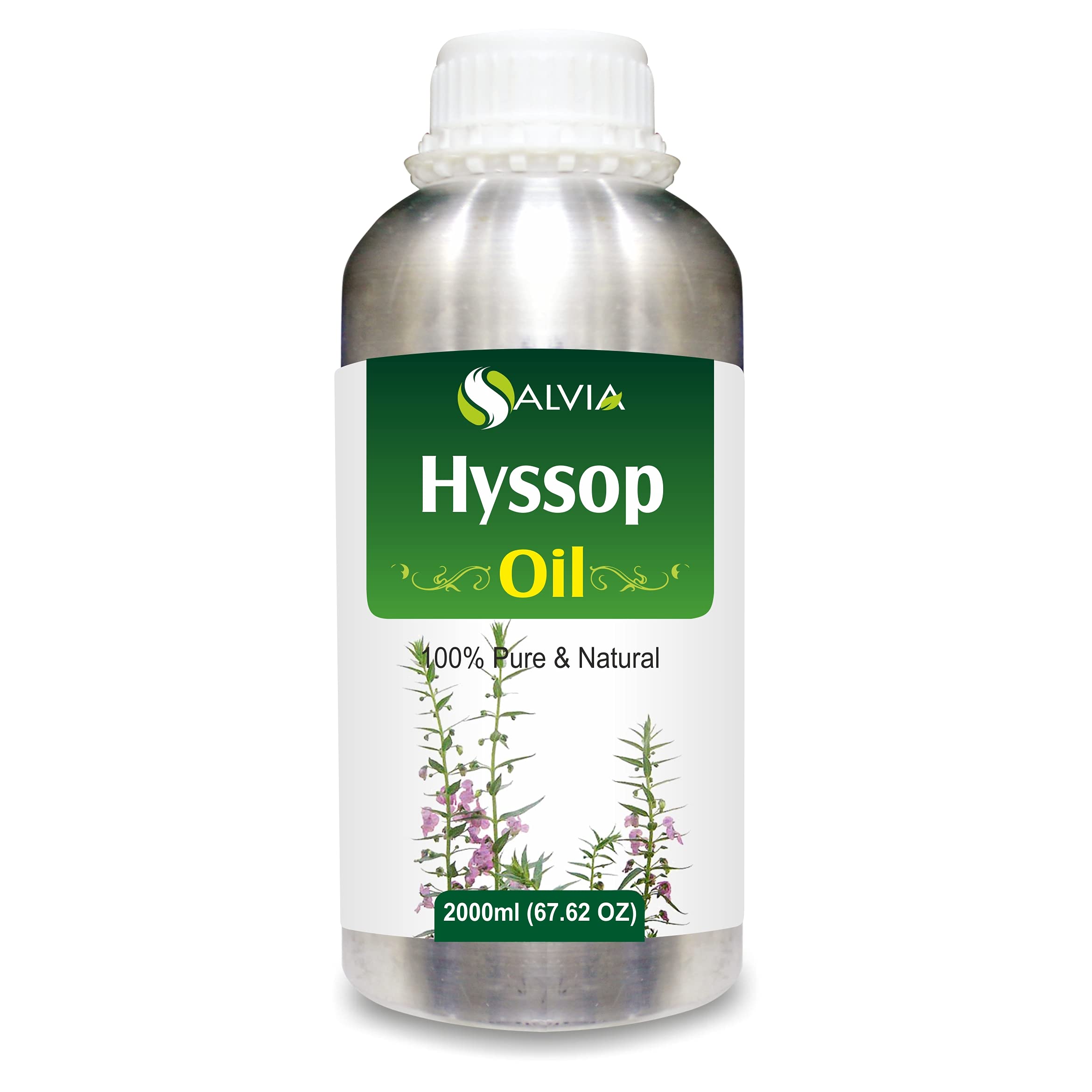 100% Pure & Natural Hyssop Essential Oil (Hyssopus officinalis) - Undiluted, Unrefined, Organic, Therapeutic Grade - 2000ml/67.6fl oz for Aromatherapy, Diffusers & Massage