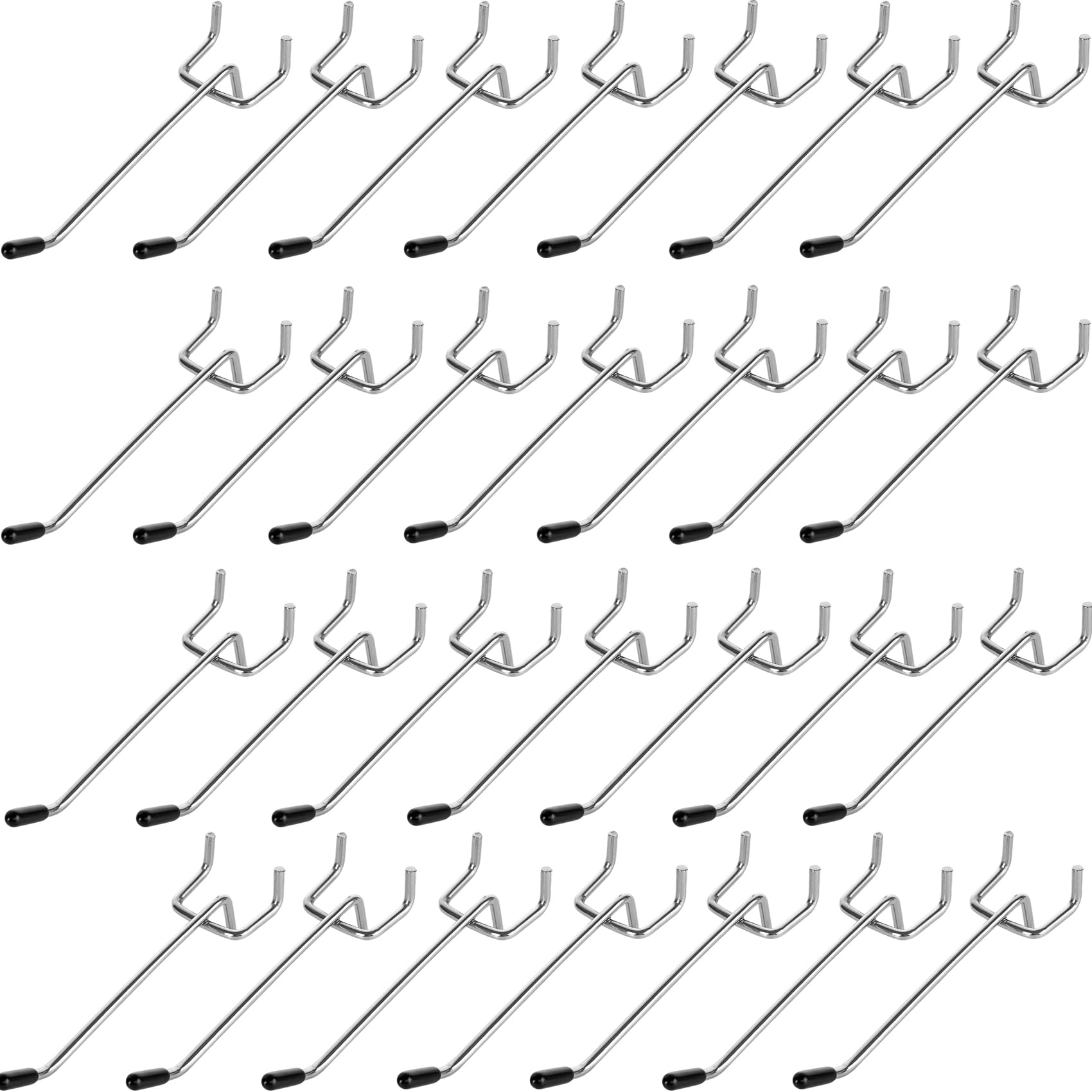 100PCS 4 Inch Pegboard Hooks - Heavy Duty Metal Peg Board Hooks with Rubber Tips - Fits 1/8