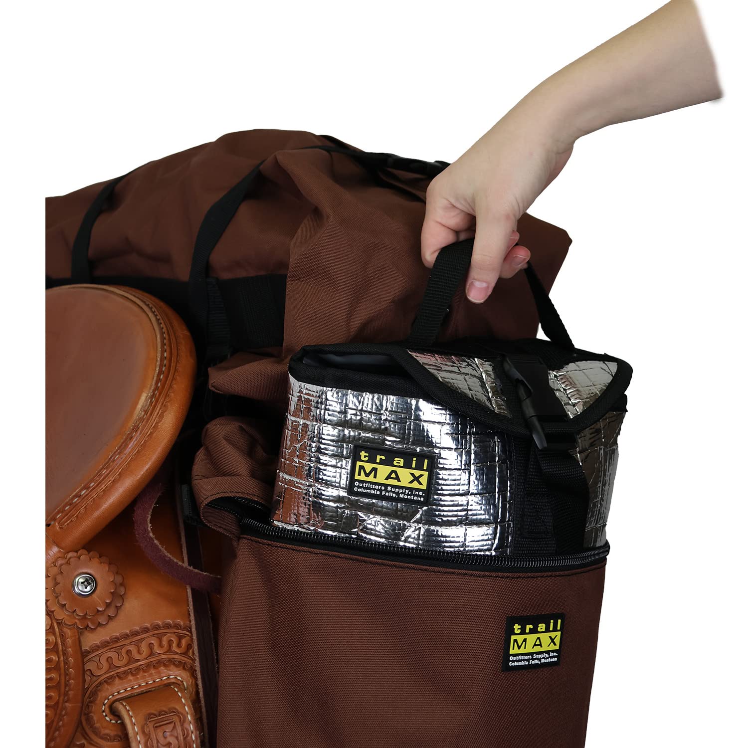 TrailMax Medium Insulated Horse Saddlebags with Detachable Cantle Bag - Waterproof Western & Endurance Riding Gear for Trail Riding, Camping & Outdoor Adventures