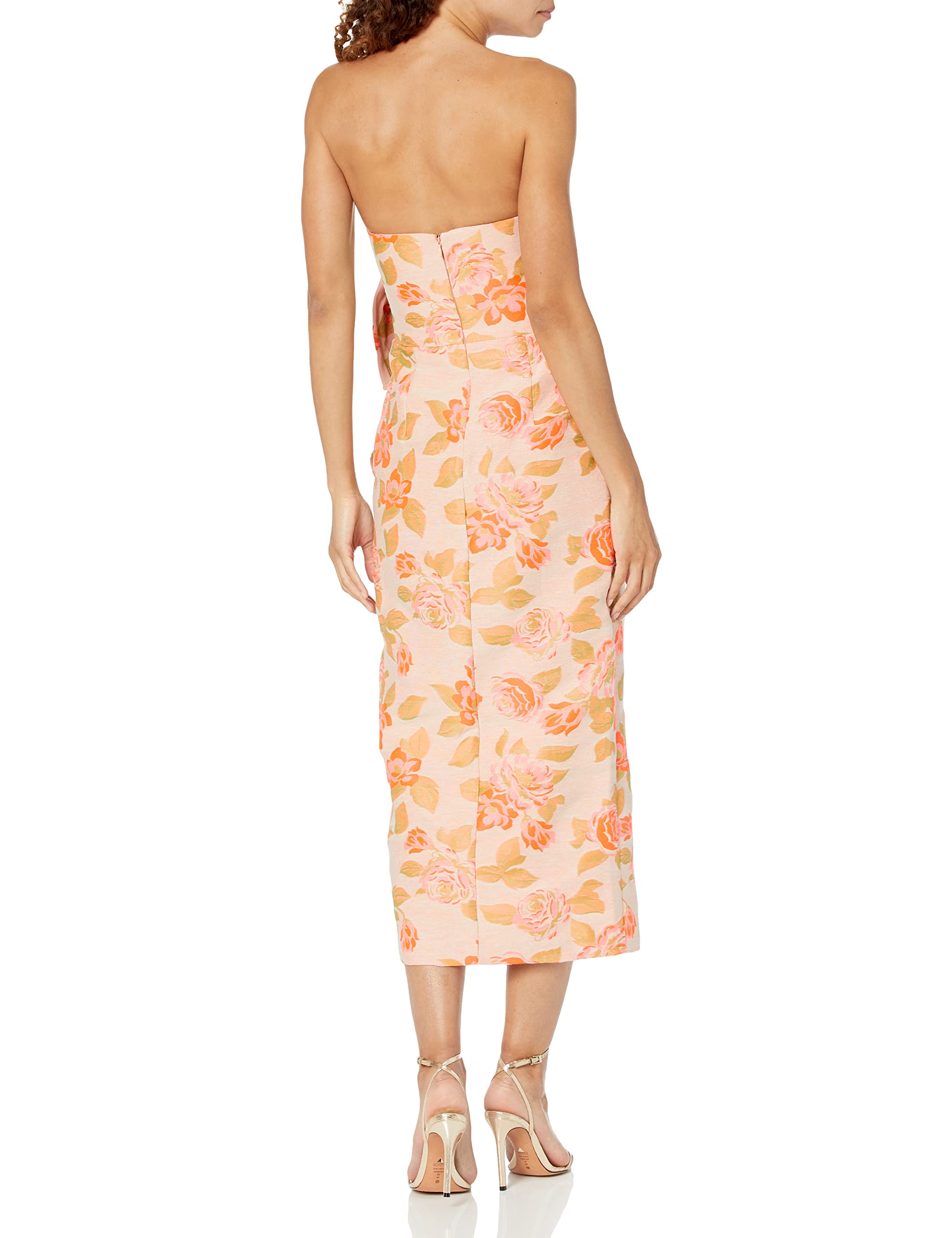 Shoshanna Women's Merlin Strapless Floral Jacquard Sheath Midi Dress - Elegant Cocktail Party & Summer Wedding Guest Outfit